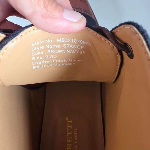 Moretti Lace Up Boots Gold Label, Mens 9.5 D, Dark Blue wool, Brown Cap Toe NWOT - Picture 6 of 8